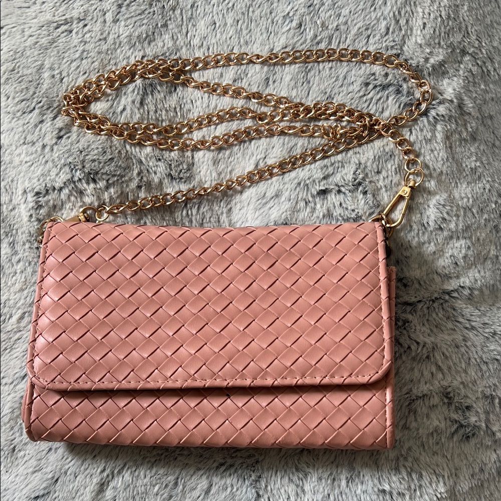 Amazon Essentials Pink Woven Crossbody Bag